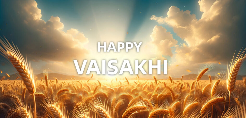 Wheat field and Happy Vaisakhi greetings