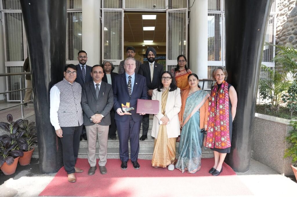 Representatives from the University of the Fraser Valley (UFV) and Panjab University following the signing of a Memorandum of Understanding at the Panjab University campus in Chandigarh, India on February 12, 2026. Front row, left to right: Prof. Kewal Krishan, Dean International Students, Panjab University; Prof. Y. P. Verma, Registrar, Panjab University; Dr. James Mandigo, President and Vice-Chancellor, University of the Fraser Valley; Prof. Renu Vig, Vice-Chancellor, Panjab University; Prof. Yojna Rawat, Dean of University Instruction, Panjab University; Karen Natho, UFV Kinesiology Instructor. Back row, left to right: Prof. Monika Aggarwal, Panjab University; Mr. Tushar Gajwani, Associate Director, Fraser Valley India Campus; Mr. Saheb Pal Singh, Country Lead (India), UFV International; Prof. Anupreet Kaur Mavi, Director UIAMS, Panjab University; Dr. Vineet Punia, Director Public Relations, Panjab University.