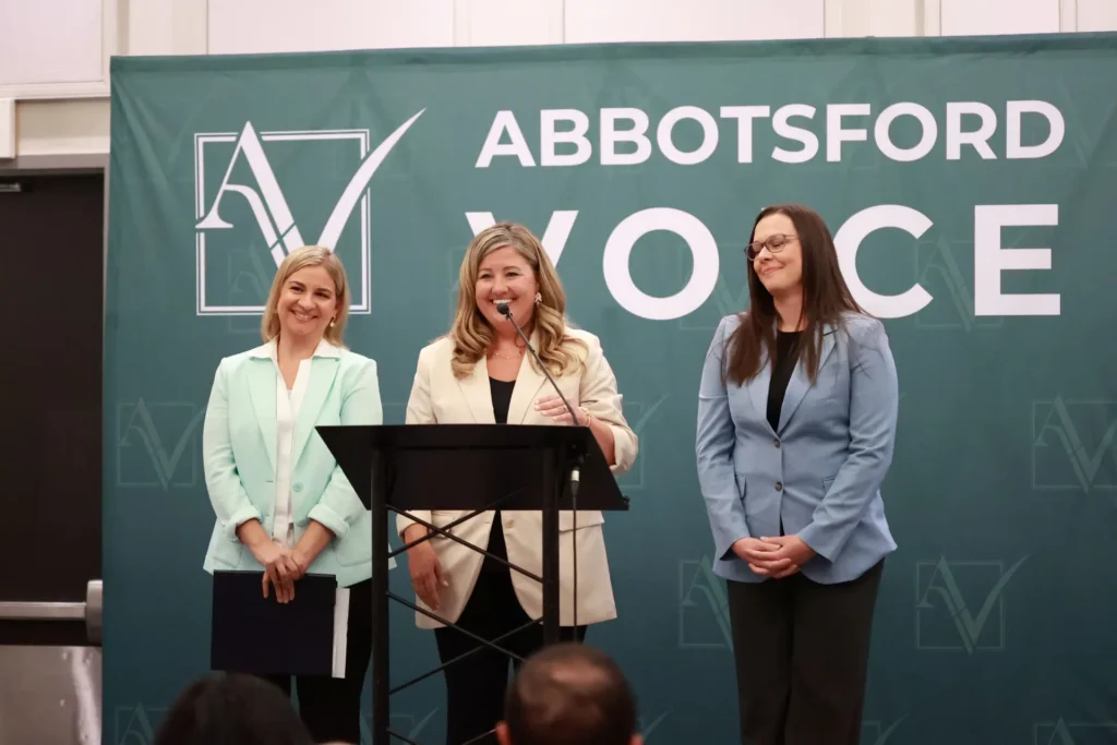 Patricia Driessen, Carmen Fast Hollett and Kristy Mills at Abbotsford Voice event